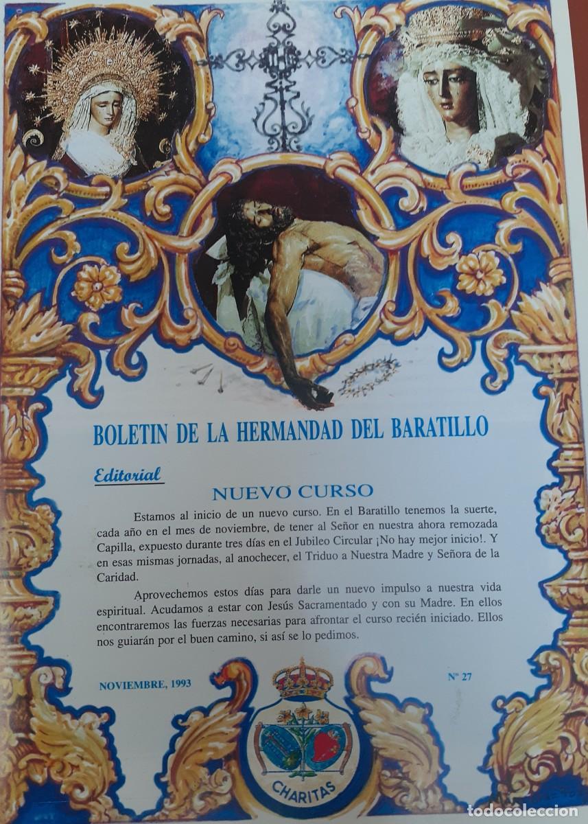 Coleccionismo de revistas y peri&oacute;dicos: SEMANA SANTA SEVILLA, BOLET&Iacute;N HERMANDAD DEL BARATILLO N&ordm; 27, NOVIEMBRE 1993