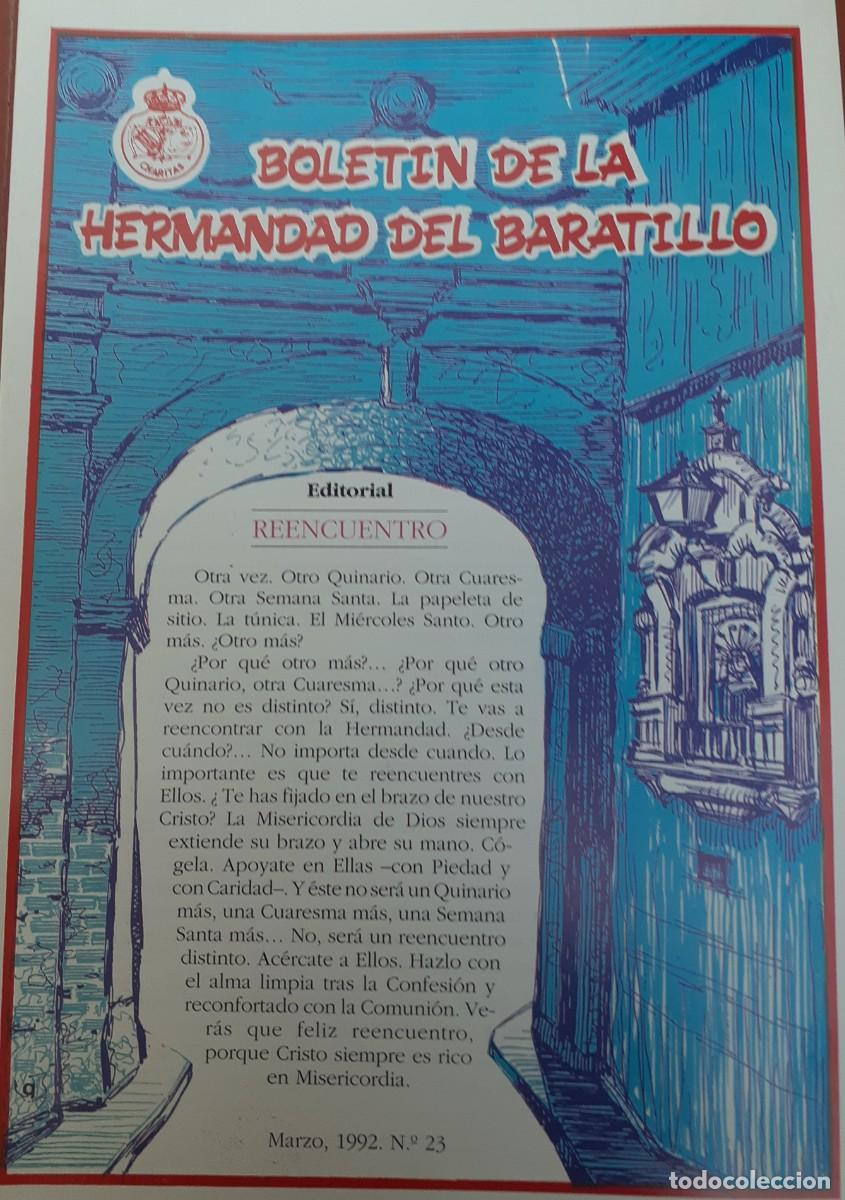 Coleccionismo de revistas y peri&oacute;dicos: SEMANA SANTA SEVILLA, BOLET&Iacute;N HERMANDAD DEL BARATILLO N&ordm; 23, MARZO 1992