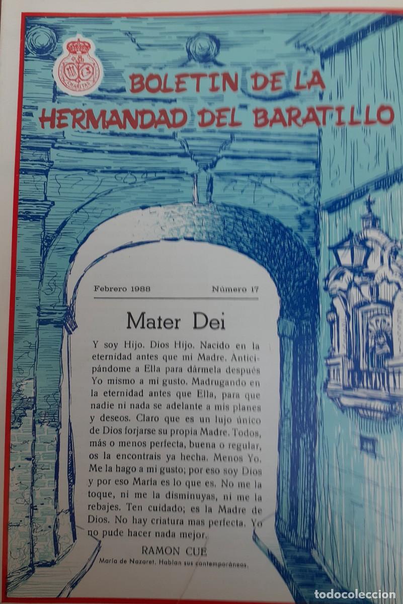 Coleccionismo de revistas y peri&oacute;dicos: SEMANA SANTA SEVILLA, BOLET&Iacute;N HERMANDAD DEL BARATILLO N&ordm; 17, FEBRERO 1988