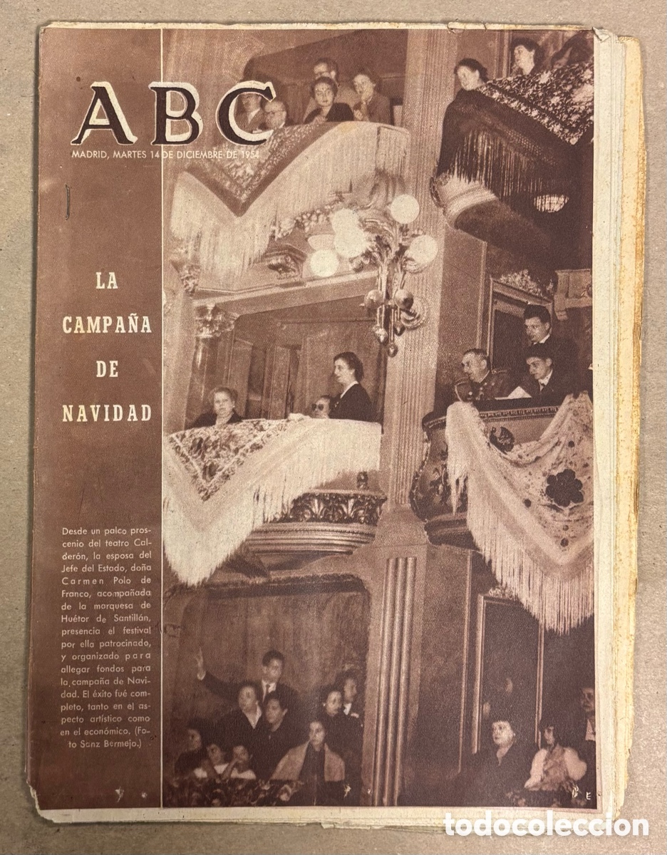 Coleccionismo de revistas y peri&oacute;dicos: ABC (14 DICIEMBRE 1954) CAMPA&Ntilde;A NAVIDAD TEATRO CALDER&Oacute;N, REAL MADRID 1-0 ATL&Eacute;TICO, L&Oacute;PEZ MEZQUITA