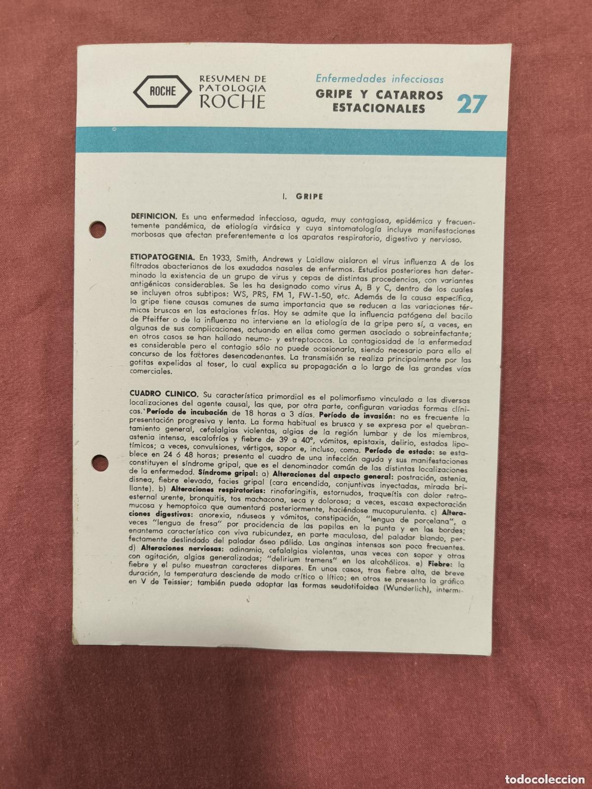 Sammeln von Zeitschriften und Zeitungen: Folleto Resumen de Patolog&iacute;a Roche N&ordm; 27 &ndash; Infecciosas: Gripe y Catarros