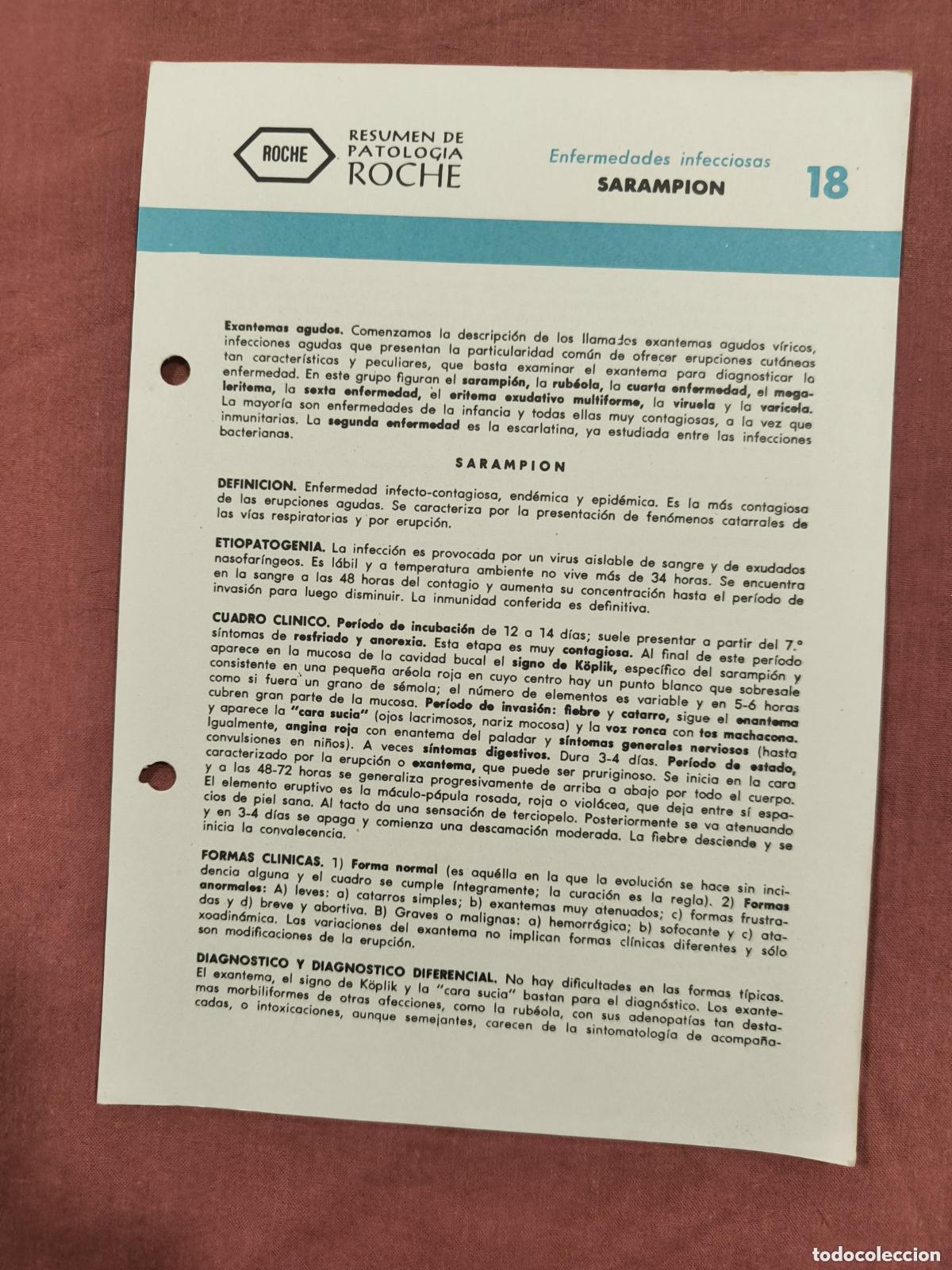 Coleccionismo de revistas y peri&oacute;dicos: Folleto Resumen de Patolog&iacute;a Roche N&ordm; 18 &ndash; Enfermedades Infecciosas: Sarampi&oacute;n