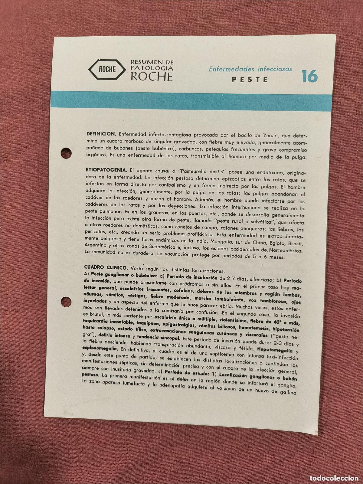 Coleccionismo de revistas y peri&oacute;dicos: Folleto Resumen de Patolog&iacute;a Roche N&ordm; 16 &ndash; Enfermedades Infecciosas: Peste