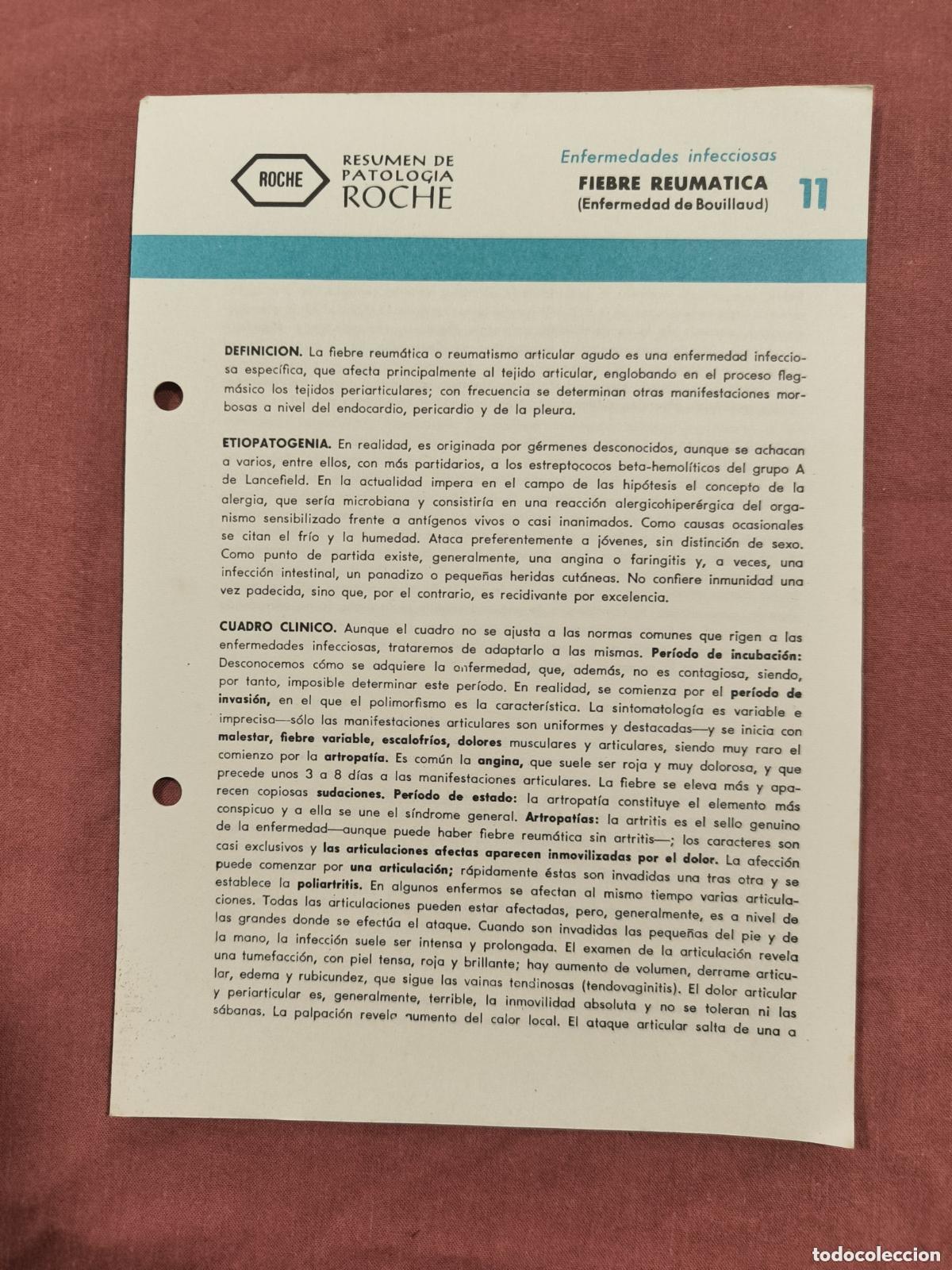 Coleccionismo de revistas y peri&oacute;dicos: Folleto Resumen de Patolog&iacute;a Roche N&ordm; 11 &ndash; Infecciosas: Fiebre Reum&aacute;tica