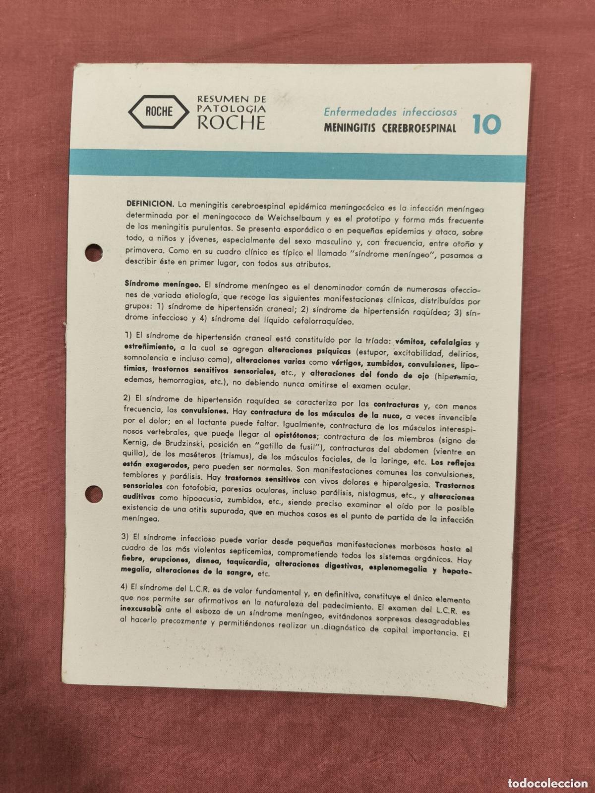 Coleccionismo de revistas y peri&oacute;dicos: Folleto Resumen de Patolog&iacute;a Roche N&ordm; 10 &ndash; Infecciosas: Meningitis Cerebroespinal