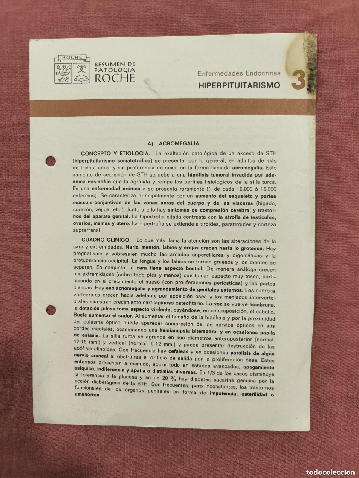Colecionismo de Revistas e Jornais: Folleto Resumen de Patolog&iacute;a Roche N&ordm; 3 &ndash; Enfermedades Endocrinas: Hiperpituitarismo