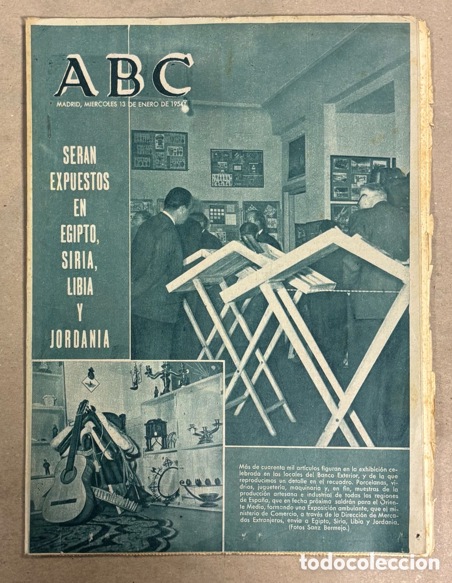 Coleccionismo de revistas y peri&oacute;dicos: ABC (13 ENERO 1954) EXPOSICI&Oacute;N ARTISTAS ESPA&Ntilde;OLAS ORIENTE PR&Oacute;XIMO, VADJA DEL ORO,&hellip;