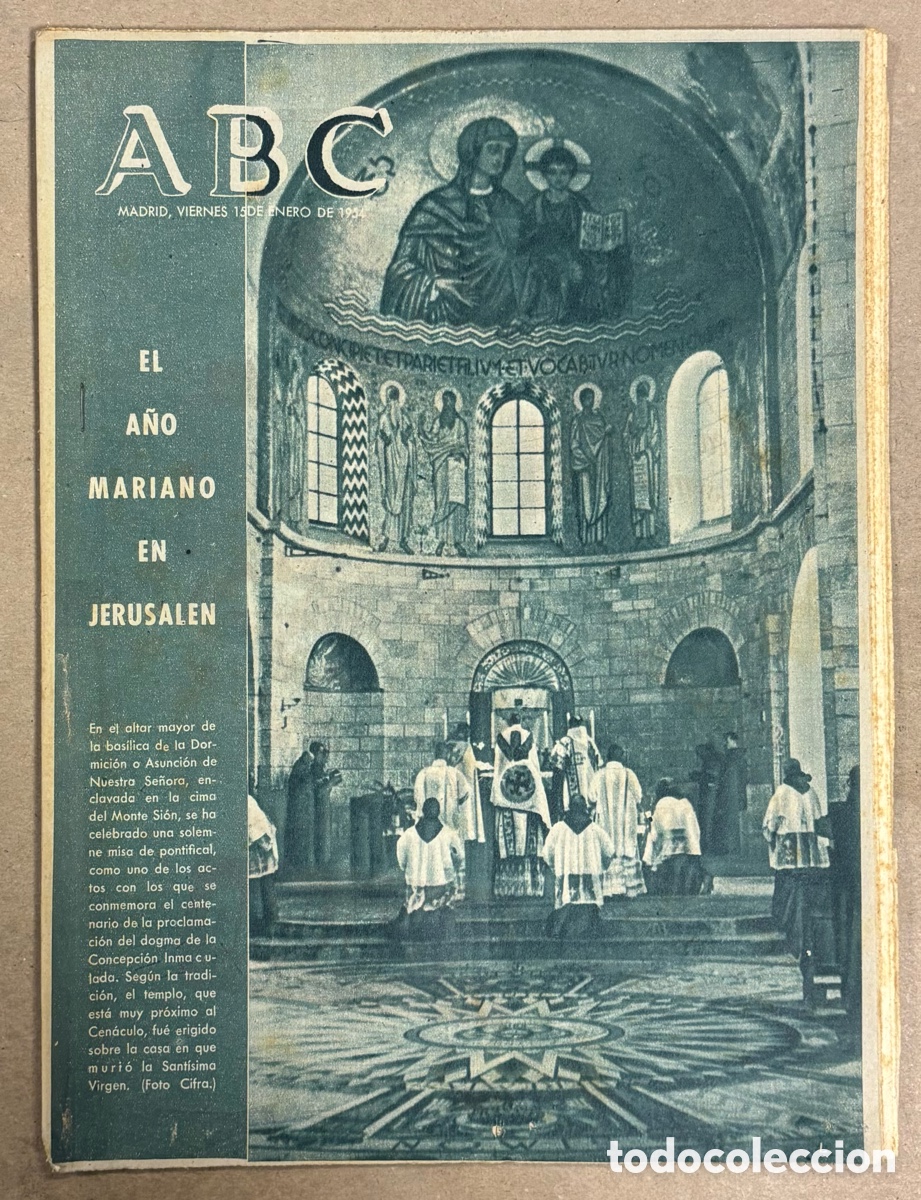 Coleccionismo de revistas y peri&oacute;dicos: ABC (15 ENERO 1954) A&Ntilde;O MARIANO EN JERUSALEN, LA CULTURA GUANCHE, ESPA&Ntilde;OL 1-2 CRUZEIRO, BOXEO