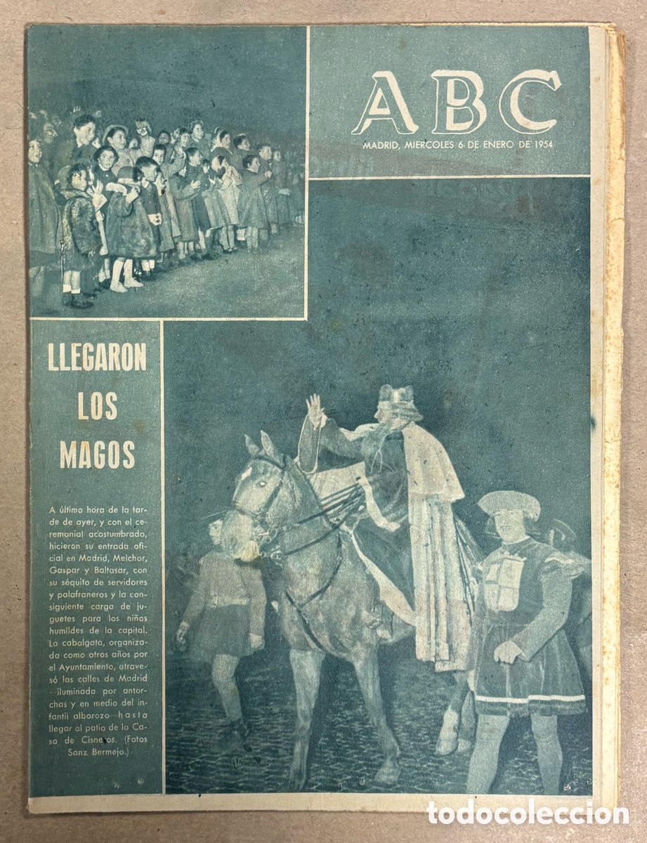 Coleccionismo de revistas y peri&oacute;dicos: ABC (6 ENERO 1954) CABALGATA REYES MAGOS, PER&Oacute;N EN EL BUQUE ESCUELA JUAN SEBASTI&Aacute;N ELCANO