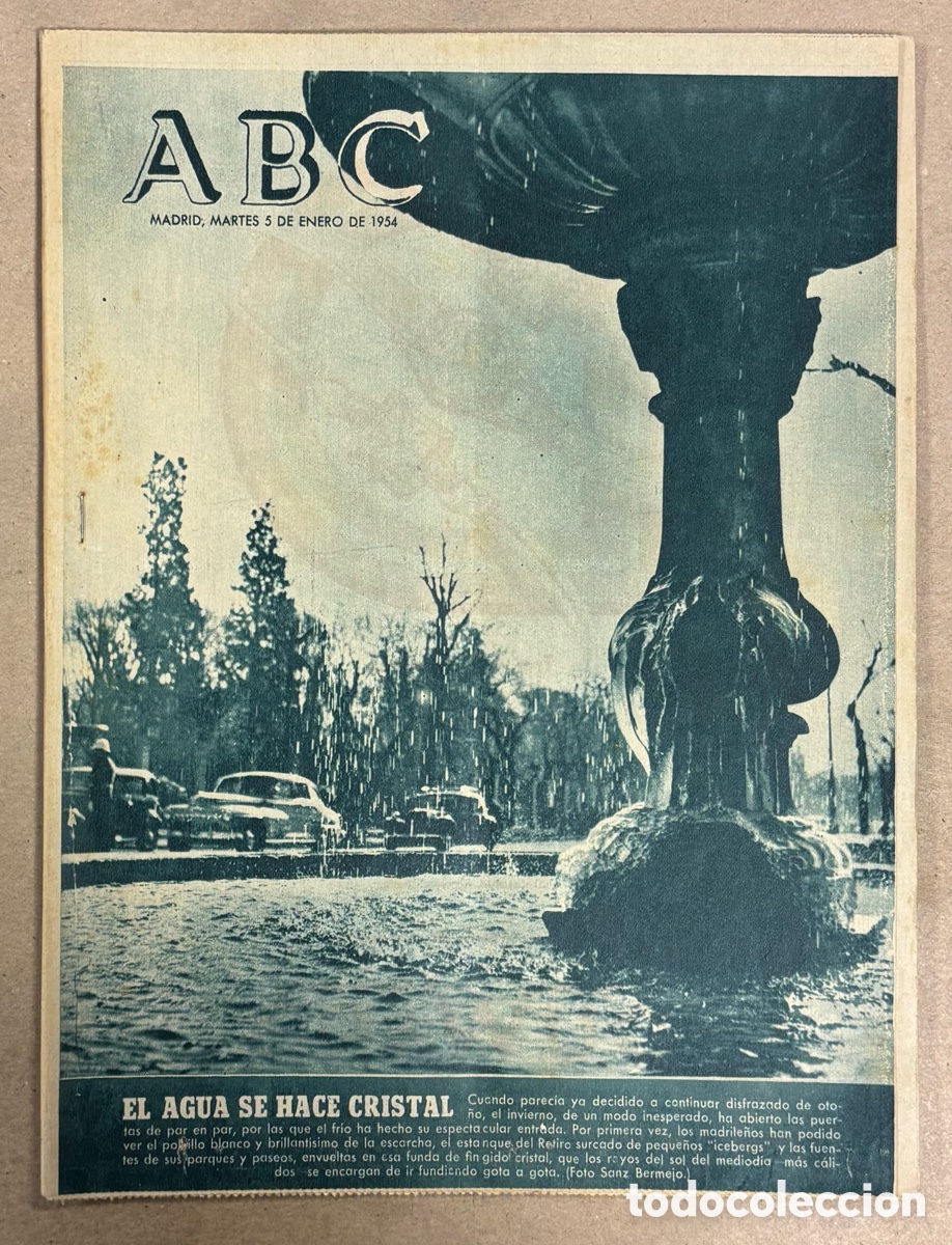 Coleccionismo de revistas y peri&oacute;dicos: ABC (5 ENERO 1954) OLA FRIO MADRID, CERVANTES BIOGRAF&Iacute;A, ATL&Eacute;TICO MADRID 2-2 BOCA JUNIORS, FIESTA SA