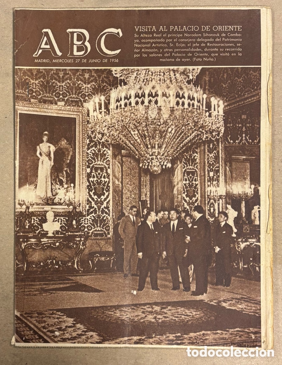 Coleccionismo de revistas y peri&oacute;dicos: ABC (27 JUNIO 1954) PR&Iacute;NCIPE CAMBOYA VISITA PALACIO DE ORIENTE, MAR&Iacute;A JOSEFA DE LA RIBA WIMBLEDON,..