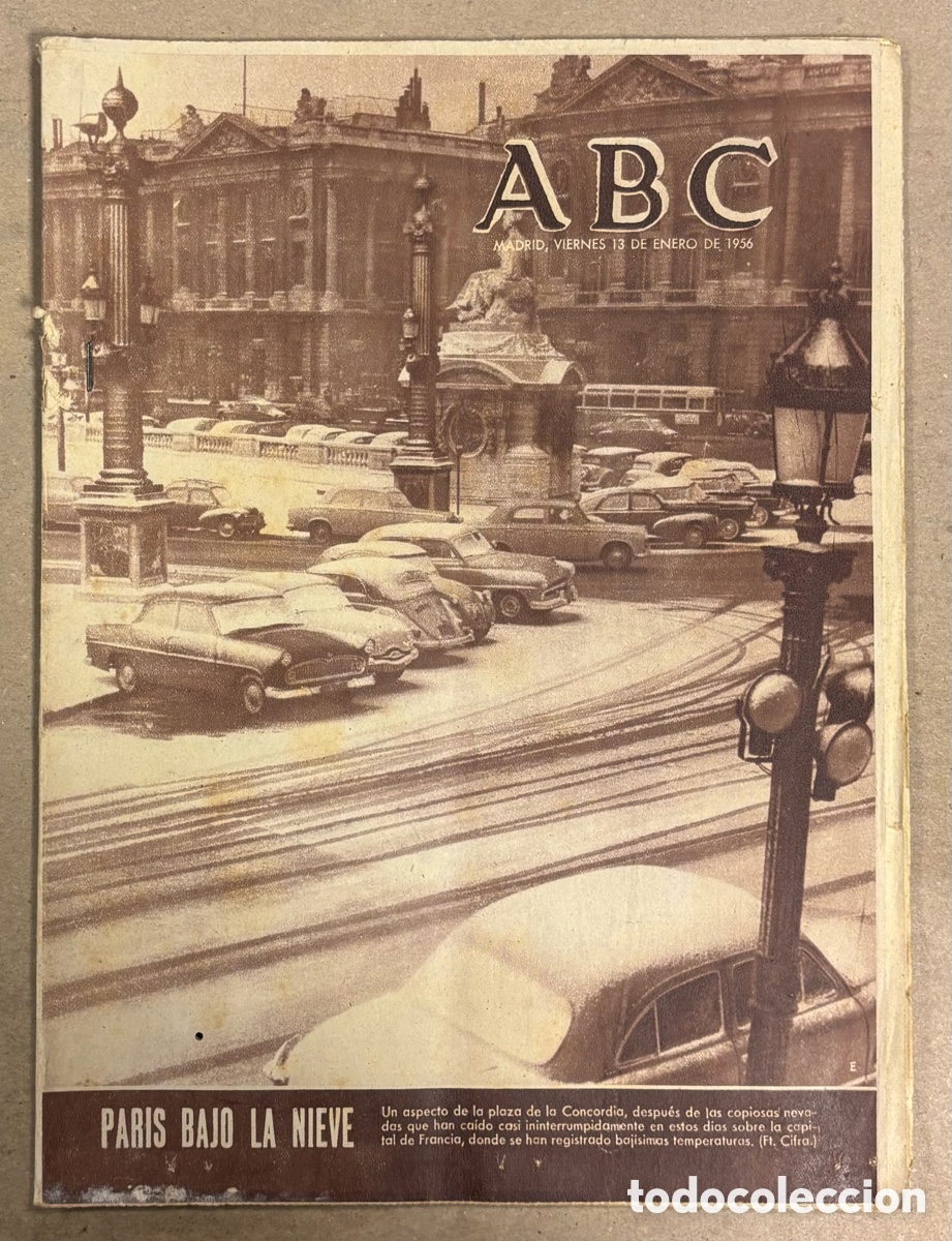 Coleccionismo de revistas y peri&oacute;dicos: ABC (13 ENERO 1956) PAR&Iacute;S BAJO LA NIEVE, ROMER&Iacute;A DE ENERO ALMERIA, ELECTRIFICACI&Oacute;N DE LAS HURDES,..