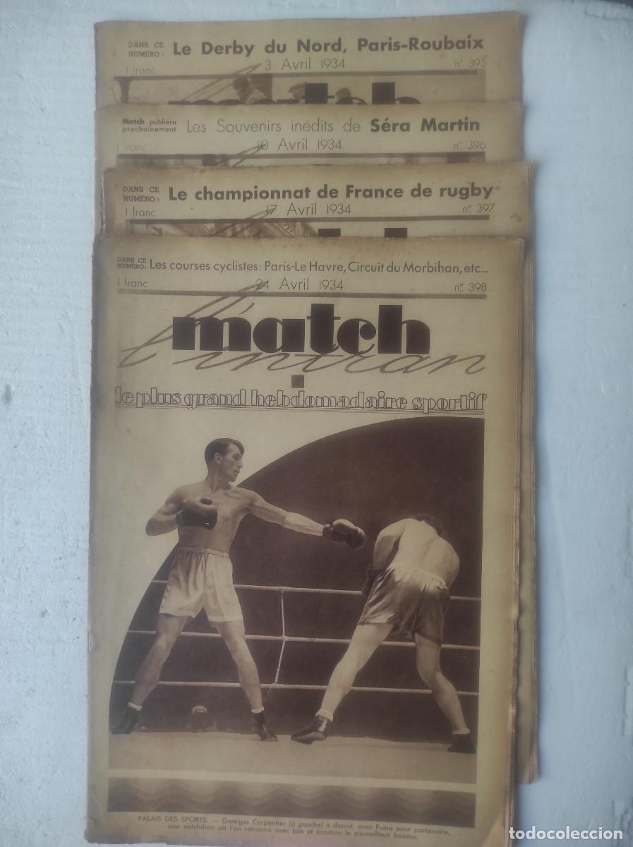 Coleccionismo de revistas y peri&oacute;dicos: lote 4 revistas deportivas francesas MATCH abril 1934, n&ordm; 395 396 397 398 , los de la foto