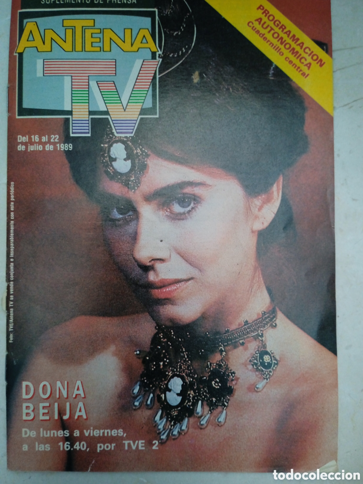 Collectionnisme de Revues et Journaux: Antena TV julio '89 Maite Proen&ccedil;a Dona Beija Mini poster Christopher Lambert