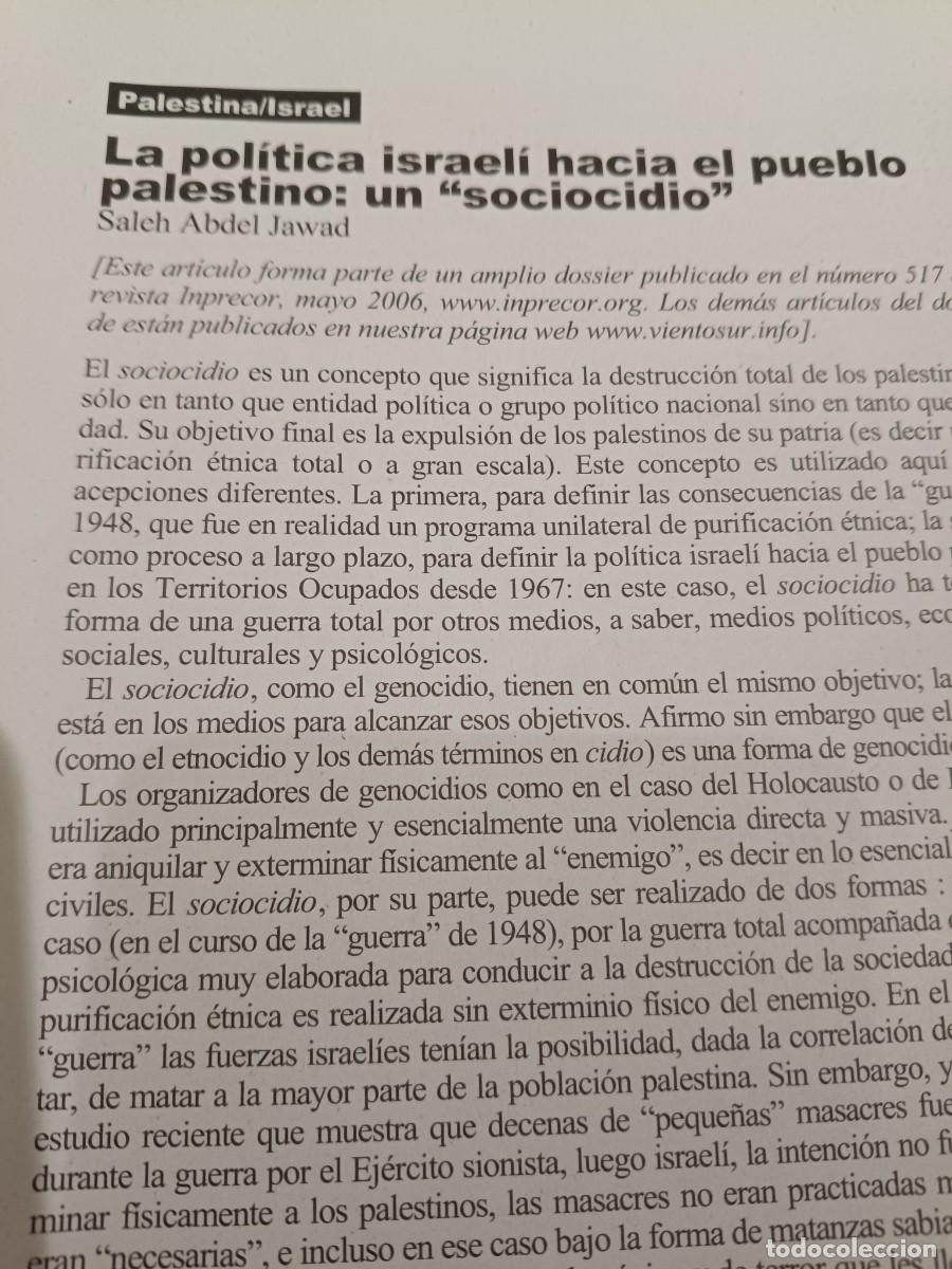 Coleccionismo de revistas y peri&oacute;dicos: LA POL&Iacute;TICA ISRAEL&Iacute; DE DESTRUCCI&Oacute;N DEL PALESTINA. 8 P&Aacute;GINAS DE VIENTO SUR 2006
