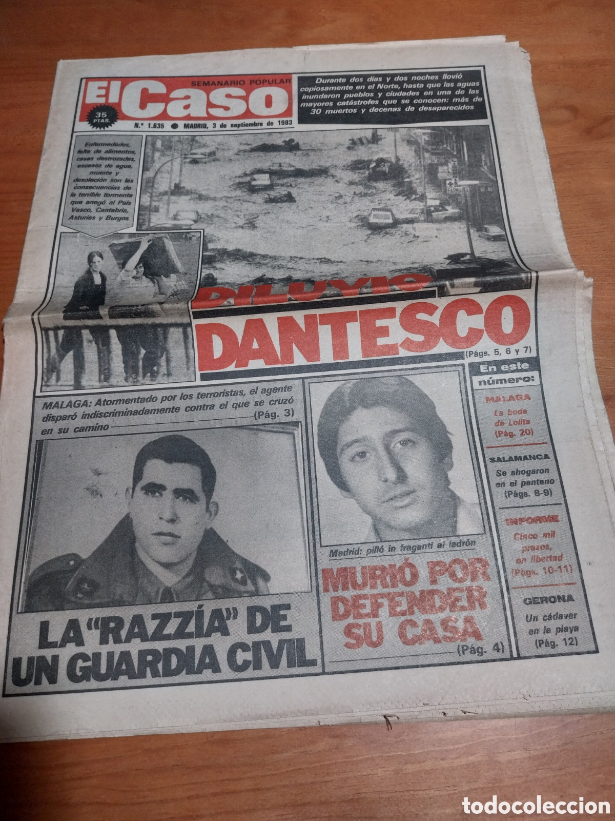 Coleccionismo de revistas y peri&oacute;dicos: EL CASO 1983 DILUVIO DANTESCO AHOGADOS PANTANO SALAMANCA.5000 PRESOS A LA CALLE.BODA D LOLITA FLORES