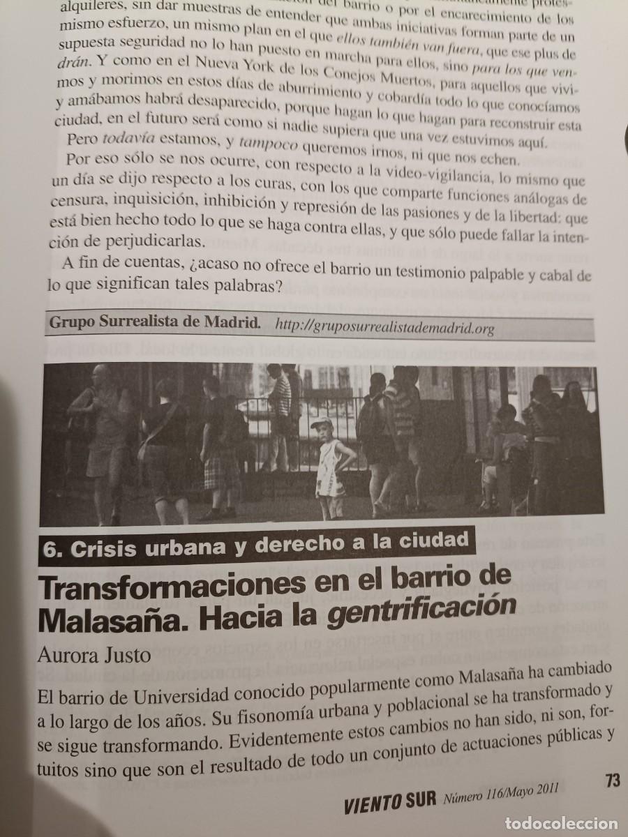 Coleccionismo de revistas y peri&oacute;dicos: TRANSFORMACIONES EN EL BARRIO DE MALASA&Ntilde;A Y GENTRIFICACI&Oacute;N. 8 P&Aacute;GS DE VIENTO SUR 2011