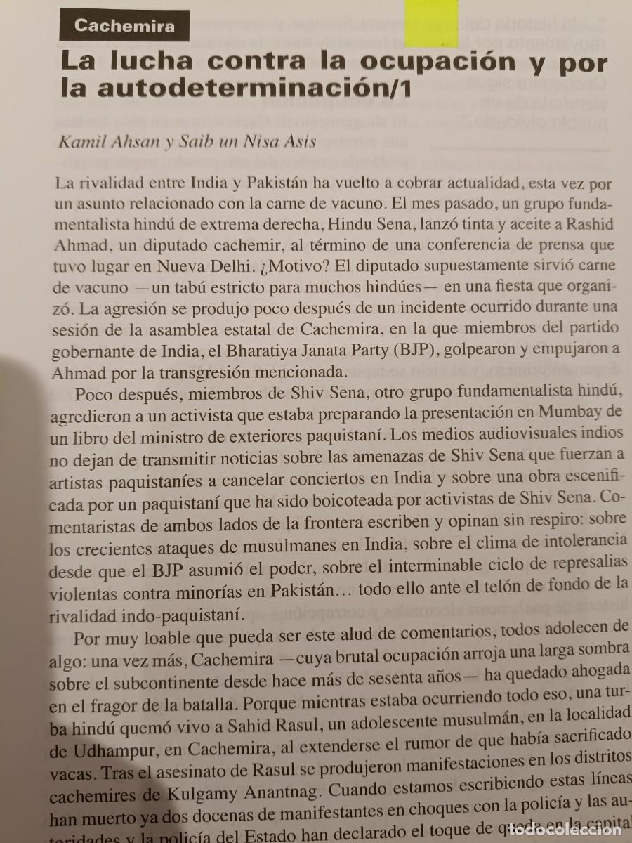 Sammeln von Zeitschriften und Zeitungen: CACHEMIRA: HISTORIA DE LA LUCHA CONTRA LA OCUPACI&Oacute;N POR INDIA Y PAKIST&Aacute;N. 9 P&Aacute;GS DE VIENTO SUR 2015