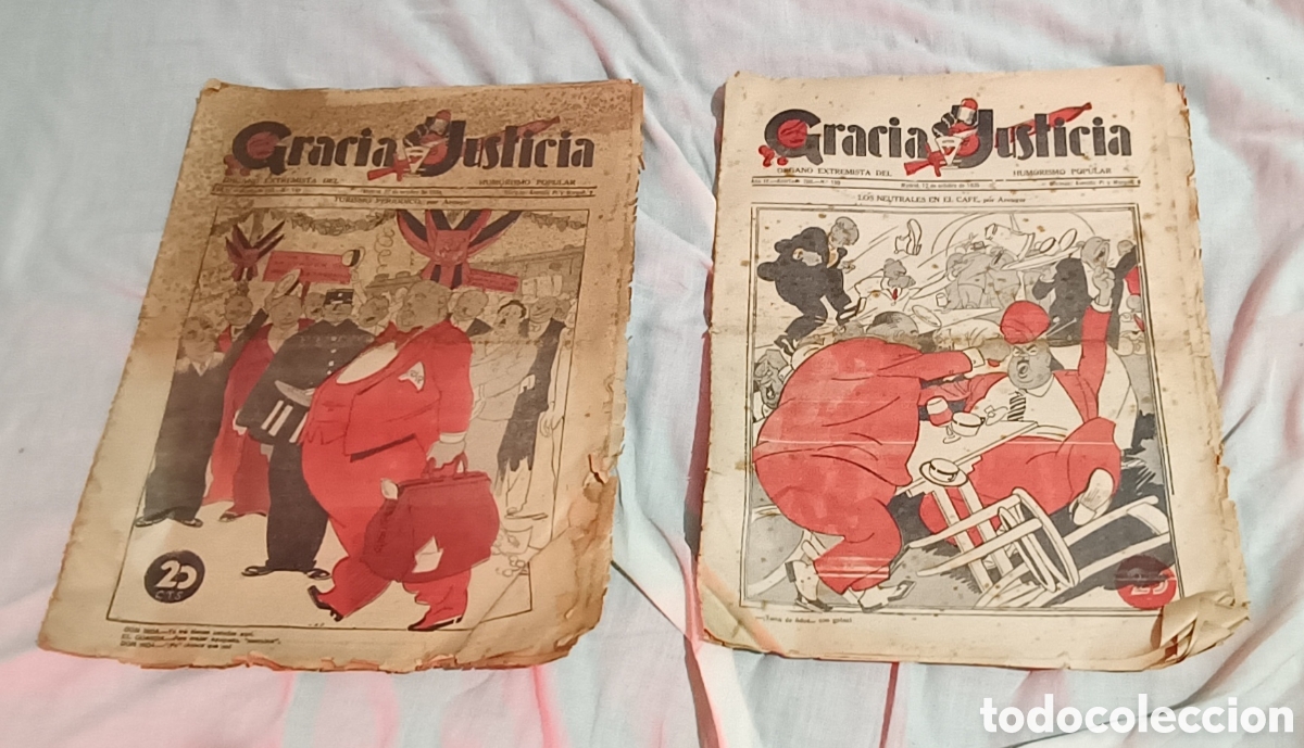 Coleccionismo de revistas y peri&oacute;dicos: Lote 2 Peri&oacute;dicos Gracia y Justicia Sat&iacute;ricos (1934 y 1935).