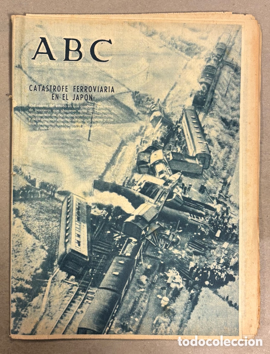 Coleccionismo de revistas y peri&oacute;dicos: ABC (25 OCTUBRE 1956) CATASTROFE FERROVIARIA JAP&Oacute;N, MAESTRO REALITO, CELIA GAMEZ,&hellip;