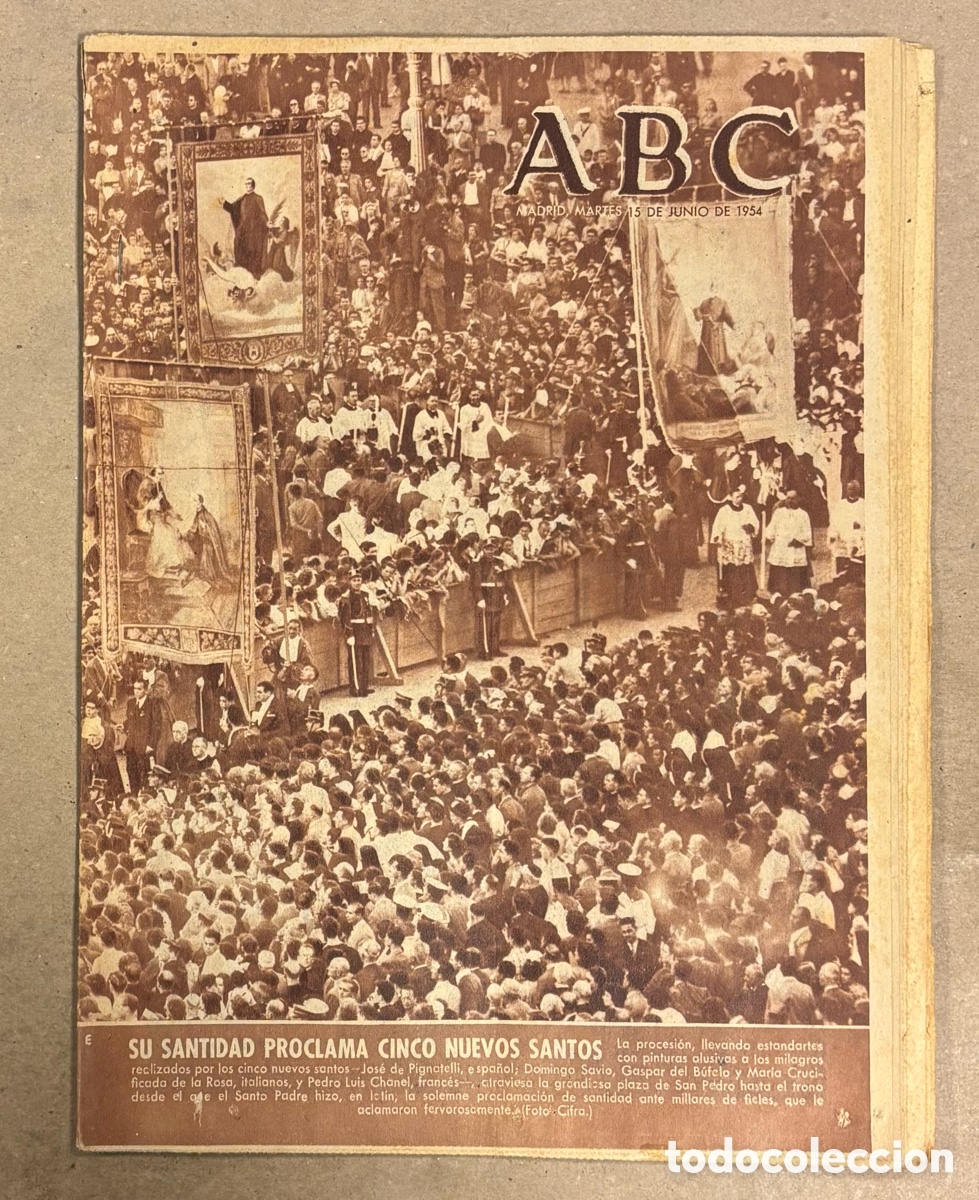 Coleccionismo de revistas y peri&oacute;dicos: ABC (15 JUNIO 1954) EL PAPA PROCLAMA 5 NUEVOS SANTOS, FERNANDO FERNAN GOMEZ, BARCELONA - VALENCIA FI