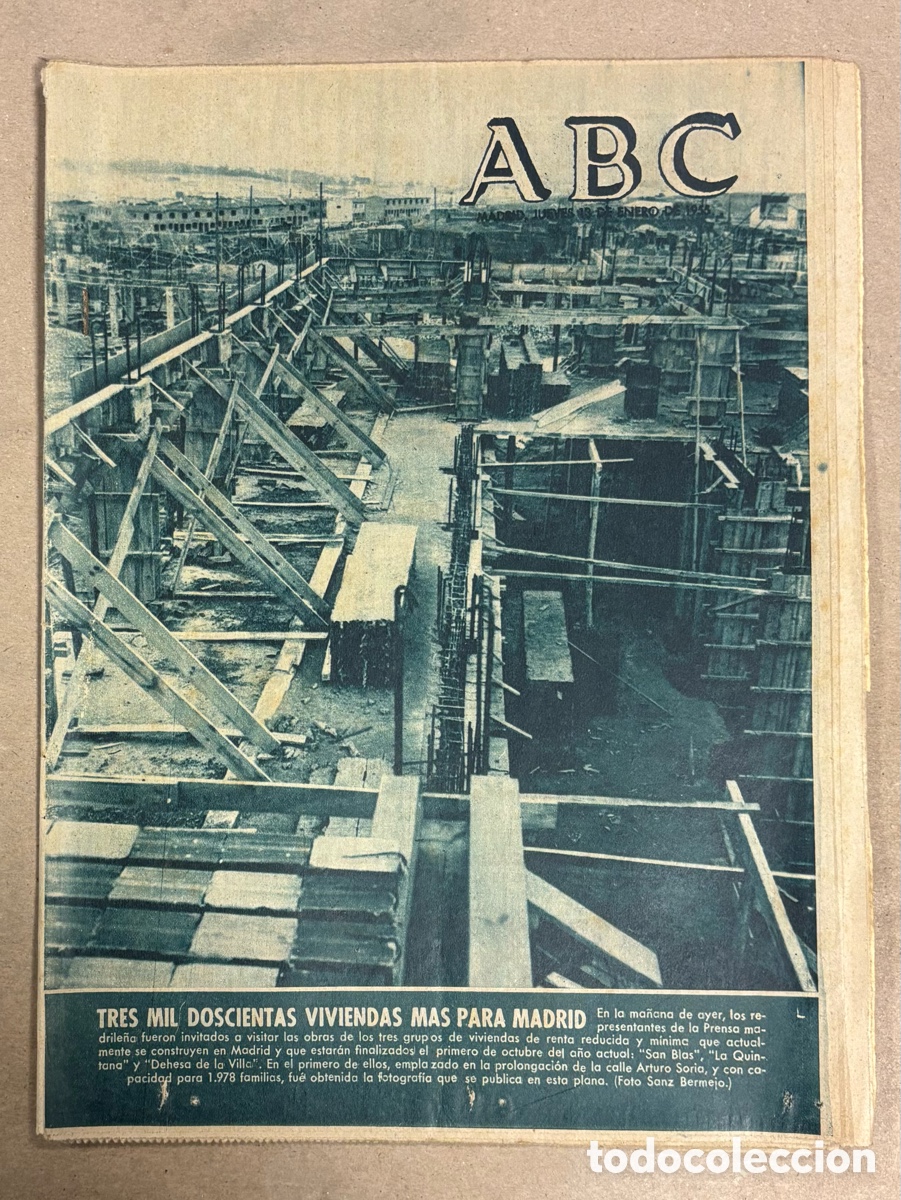 Colecionismo de Revistas e Jornais: ABC (13 ENERO 1955) 3.200 VIVIENDAS PARA MADRID (SAN BLAS, LA QUINTA, DEHESA DE LA VILLA), REGINO SA
