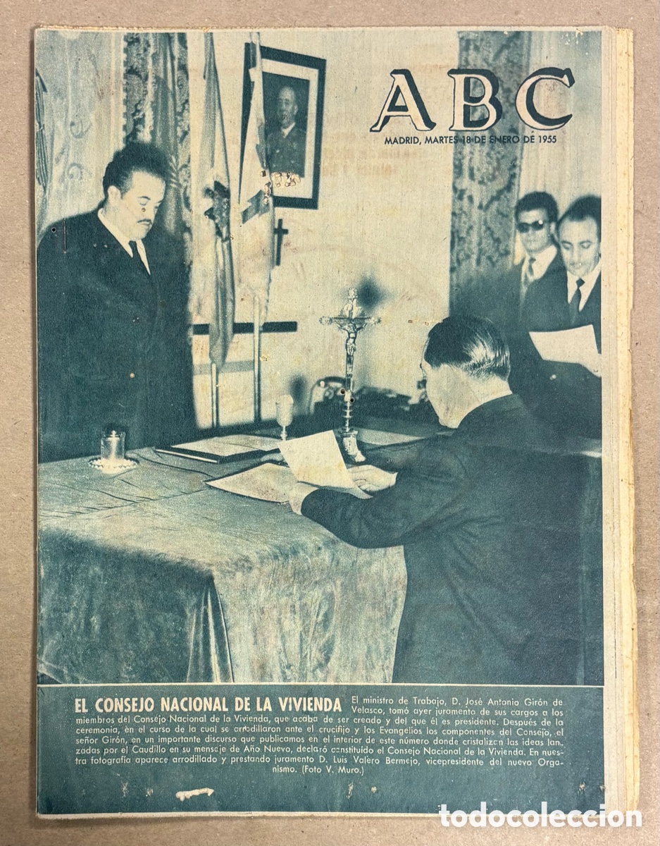 Colecionismo de Revistas e Jornais: ABC (18 ENERO 1955) CONSEJO NACIONAL DE VIVIENDA, PREMIO AL ARQUITECTO MIGUEL FISAC, REAL MADRID 3-0