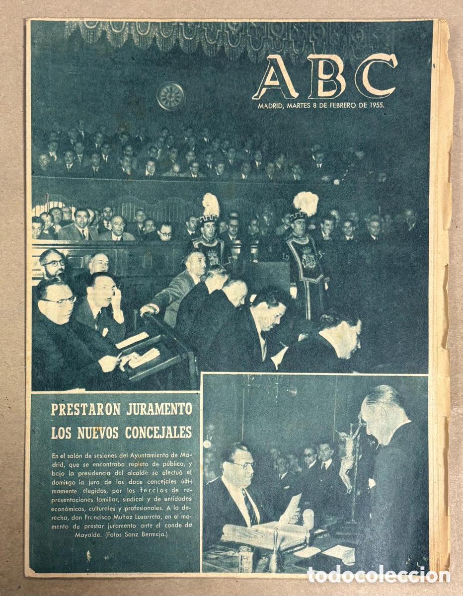 Coleccionismo de revistas y peri&oacute;dicos: ABC (8 FEBRERO 1955) JURAMENTO NUEVOS CONCEJALES MADRID, ATL&Eacute;TICO MADRID 5-4 VALLADOLID,&hellip;