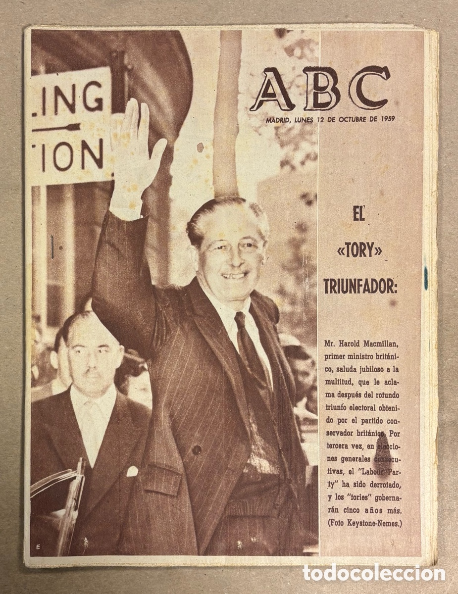 Coleccionismo de revistas y peri&oacute;dicos: ABC (13 OCTUBRE 1959) HAROLD MACMILLAN NUEVO PRIMER MINISTRO BRIT&Aacute;NICO, CENTRO GALLEGO LA HABANA