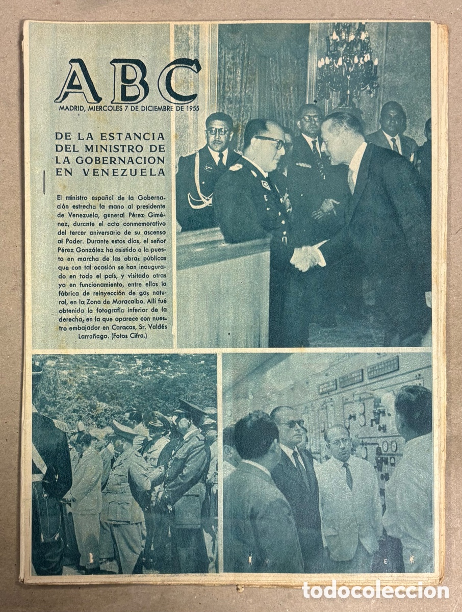 Coleccionismo de revistas y peri&oacute;dicos: ABC (7 DICIEMBRE 1955) MINISTRO GOBERNACI&Oacute;N EN VENEZUELA, NUEVAS VIVIENDAS &Aacute;VILA,&hellip;