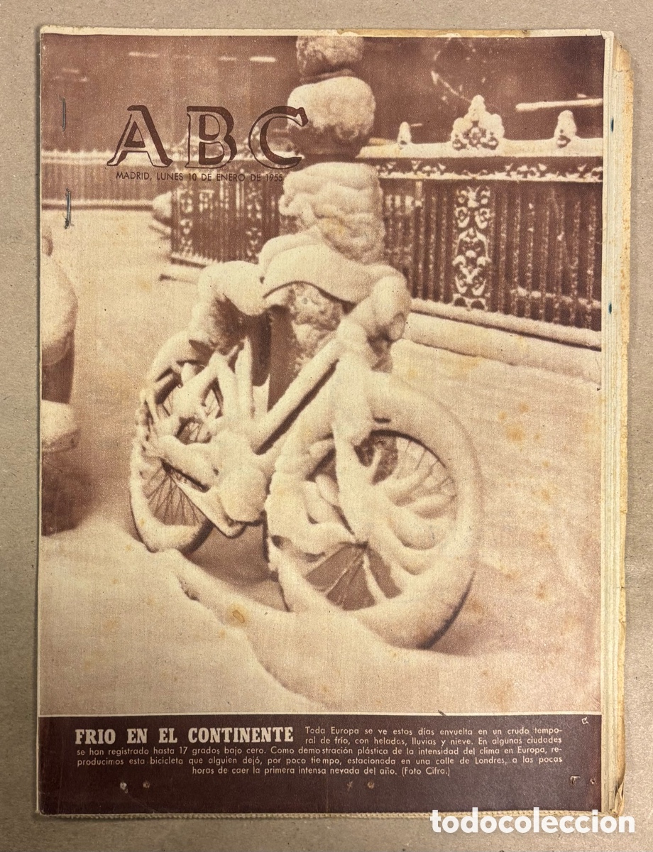 Coleccionismo de revistas y peri&oacute;dicos: ABC (10 ENERO 1955) FRIO EN EUROPA, NUEVOS MINISTROS DEL MAJZEN JALIFIANO, ESPA&Ntilde;OL 2-4 BARCELONA