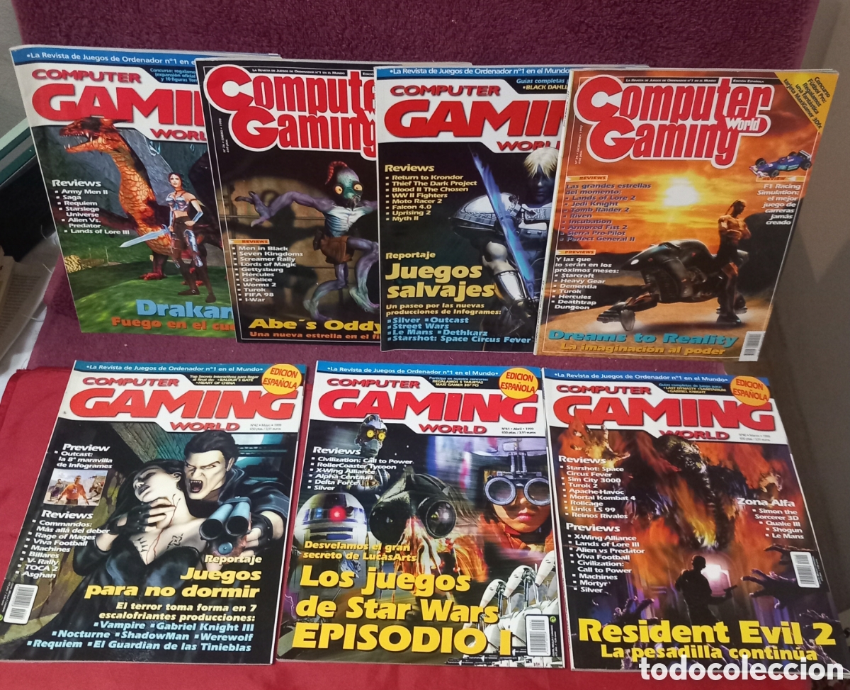 Coleccionismo de revistas y peri&oacute;dicos: LOTE 7&times;REVISTAS COMPUTER GAMING WORLD/RESIDENT EVIL/STAR WARS/DRAKAN/DREAMS TO REALIT(POCAS SE&Ntilde;ALES)