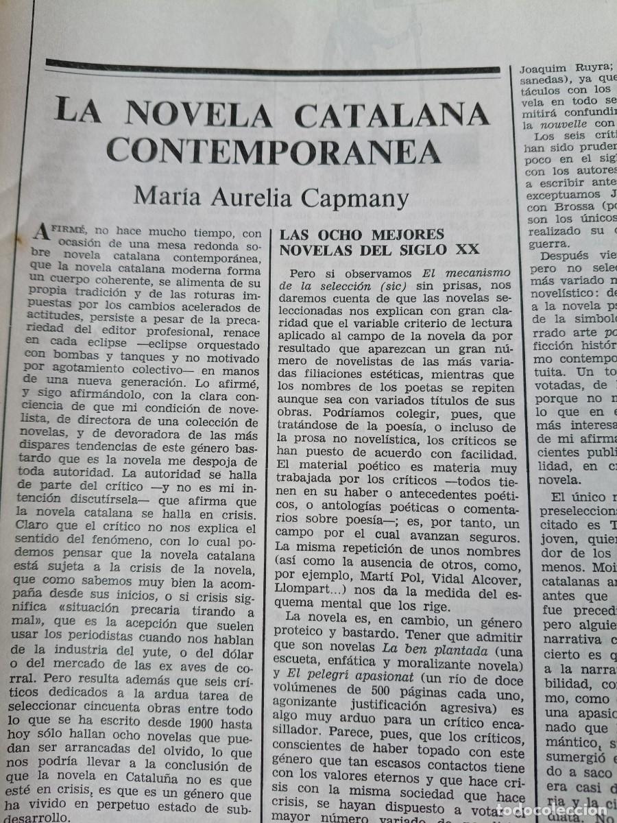Coleccionismo de revistas y peri&oacute;dicos: LA NOVELA CATALANA CONTEMPOR&Aacute;NEA, MARIA AURELIA CAPMANY. ART&Iacute;CULO DE CUADERNOS PARA EL DIALOGO 1973.