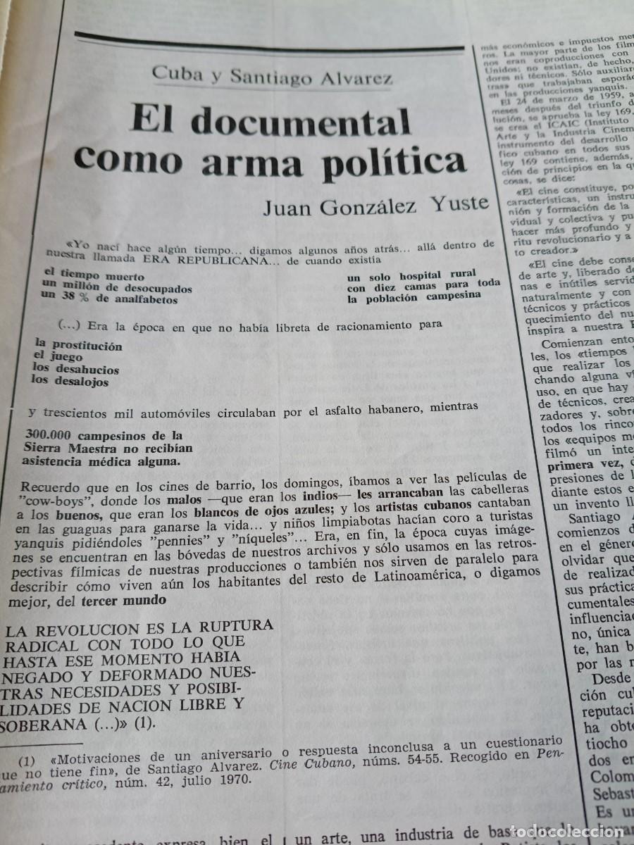 Sammeln von Zeitschriften und Zeitungen: SANTIAGO &Aacute;LVAREZ, EL DOCUMENTAL, ARMA POL&Iacute;TICA EN CUBA. ART&Iacute;CULO DE CUADERNOS PARA EL DIALOGO 1973.
