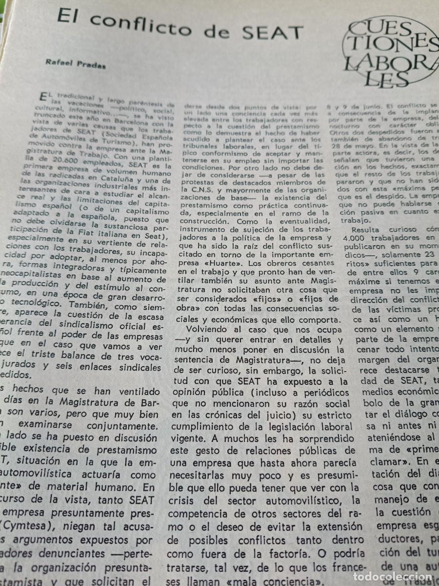 Collection Magazines and Newspapers: EL CONFLICTO DE SEAT. 2 P&Aacute;GINAS DE CUADERNOS PARA EL DIALOGO 1971.
