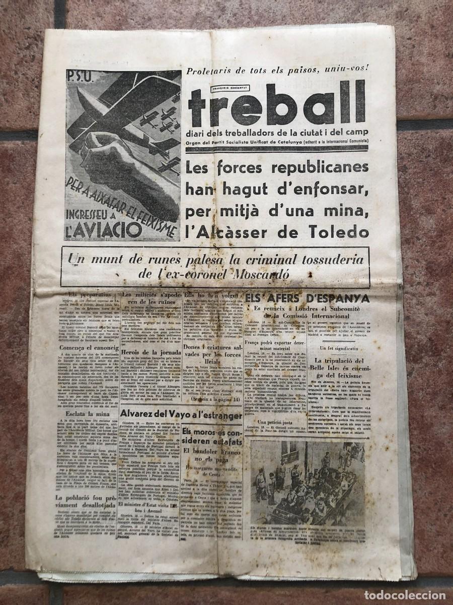 Colecionismo de Revistas e Jornais: GUERRA CIVIL, EJEMPLAR DEL PERI&Oacute;DICO TREBALL, 19 DE SEPTIEMBRE DE 1936