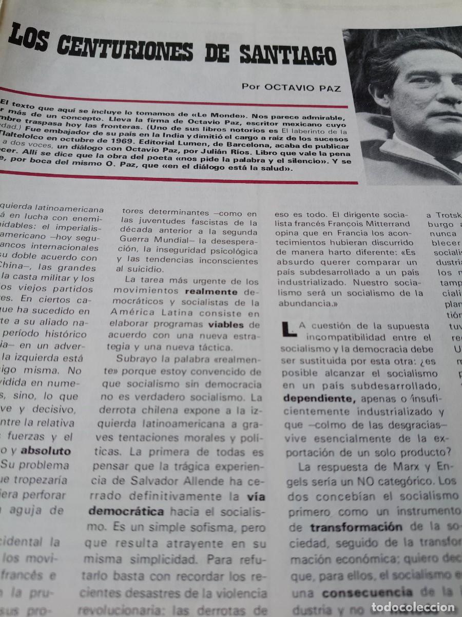 Coleccionismo de revistas y peri&oacute;dicos: OCTAVIO PAZ SOBRE EL GOLPE DE CHILE Y EL SOCIALISMO DEMOCR&Aacute;TICO. ART&Iacute;CULO DE REVISTA INDICE. 1973