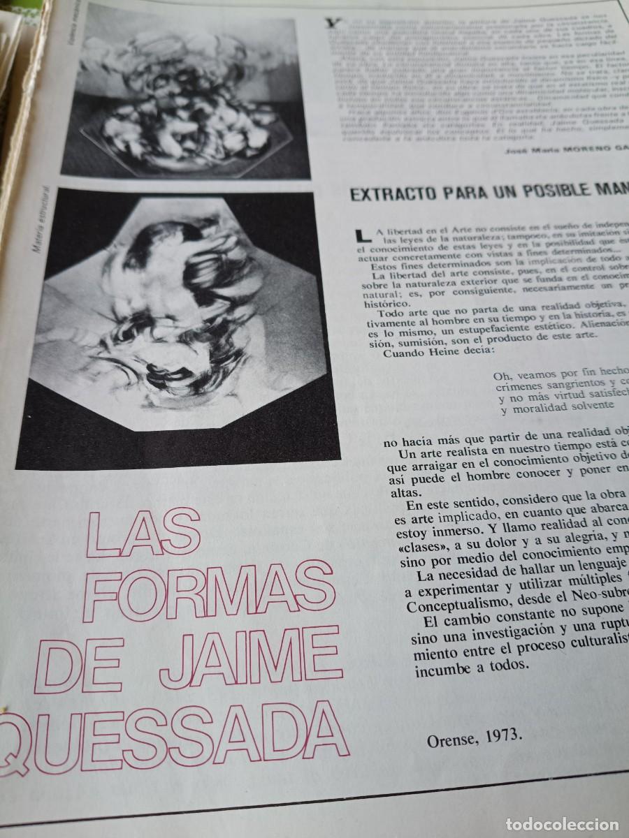 Coleccionismo de revistas y peri&oacute;dicos: EXPOSICI&Oacute;N DE JAIME QUESADA Y EXTRACTO DE POSIBLE MANIFIESTO. ART&Iacute;CULO DE REVISTA INDICE. 1973