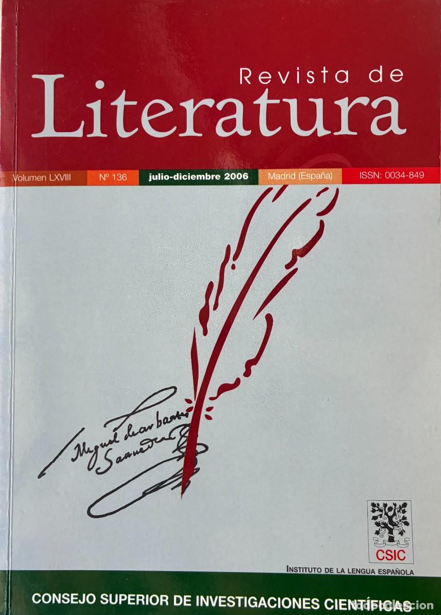 Collectionnisme de Revues et Journaux: Revista de Literatura. Consejo Suoerior de Investigaciones Cient&iacute;ficas.