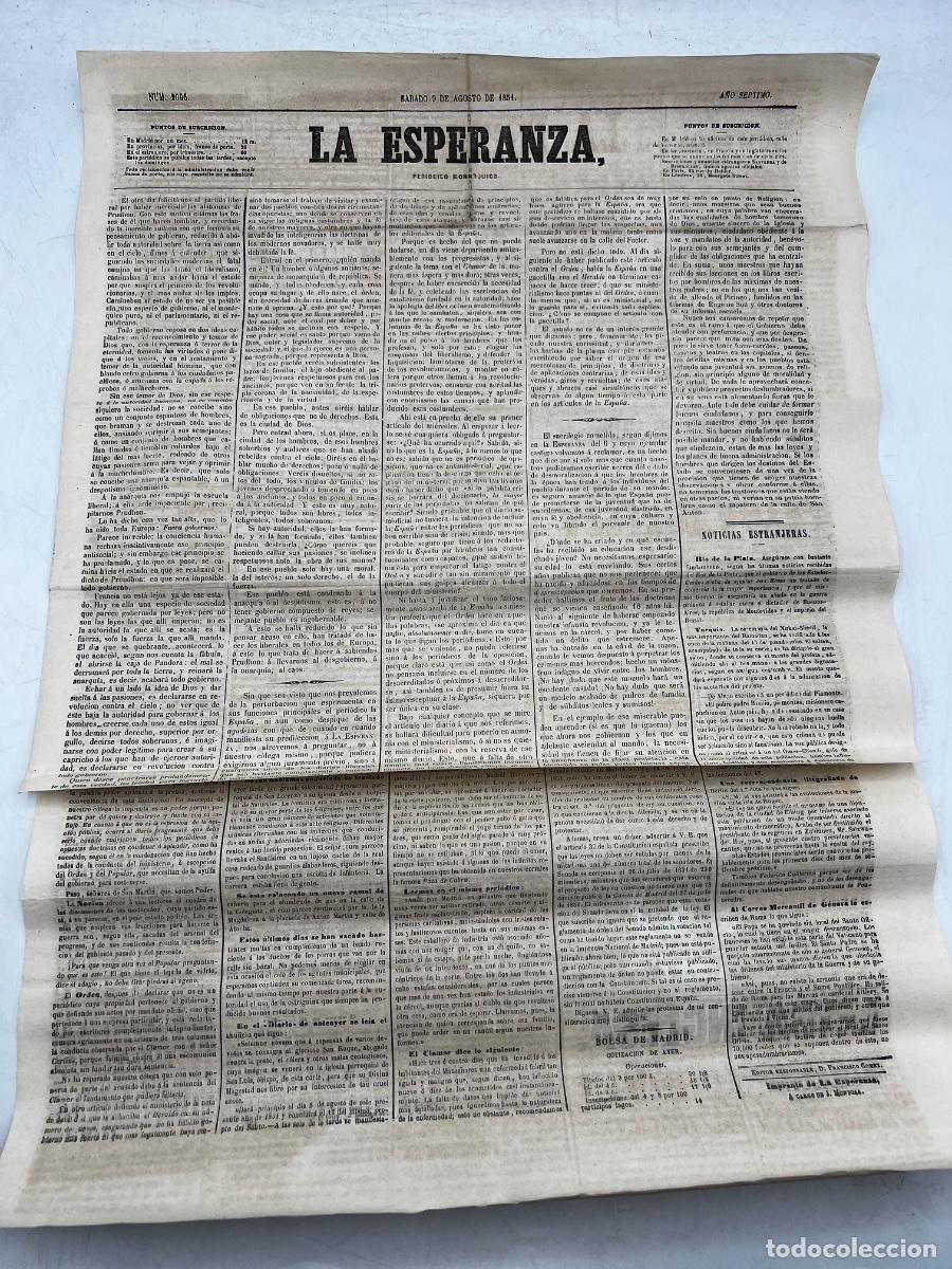 Collection Magazines and Newspapers: PERI&Oacute;DICO MON&Aacute;RQUICO LA ESPERANZA. N&deg; 2096. 9 DE AGOSTO 1851. EL SACRILEGIO COMETIDO.