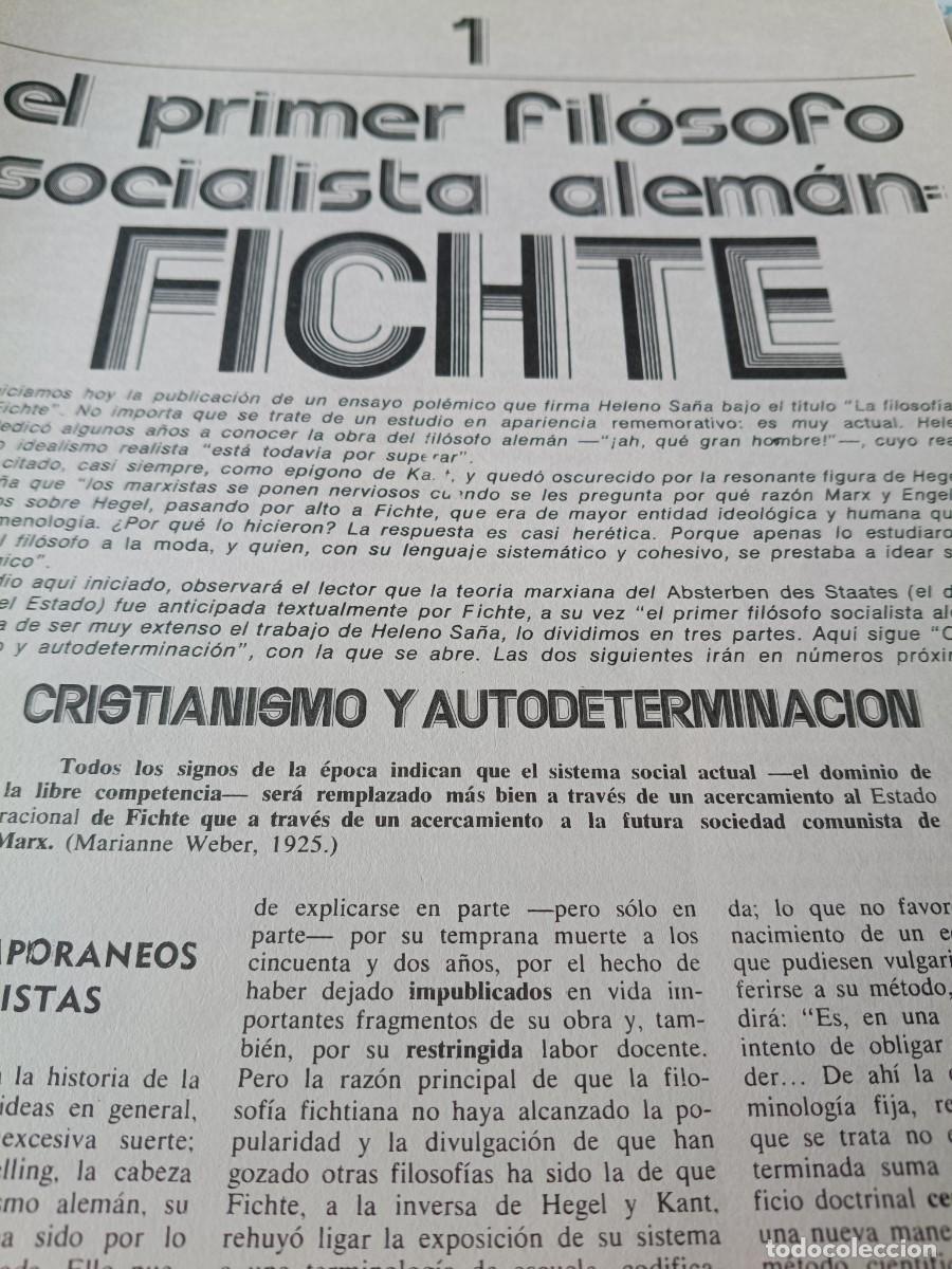 Coleccionismo de revistas y peri&oacute;dicos: FICHTE, EL PRIMER FIL&Oacute;SOFO ALEM&Aacute;N. HELENO SA&Ntilde;A. 8 P&Aacute;GINAS DE REVISTA INDICE. 1973