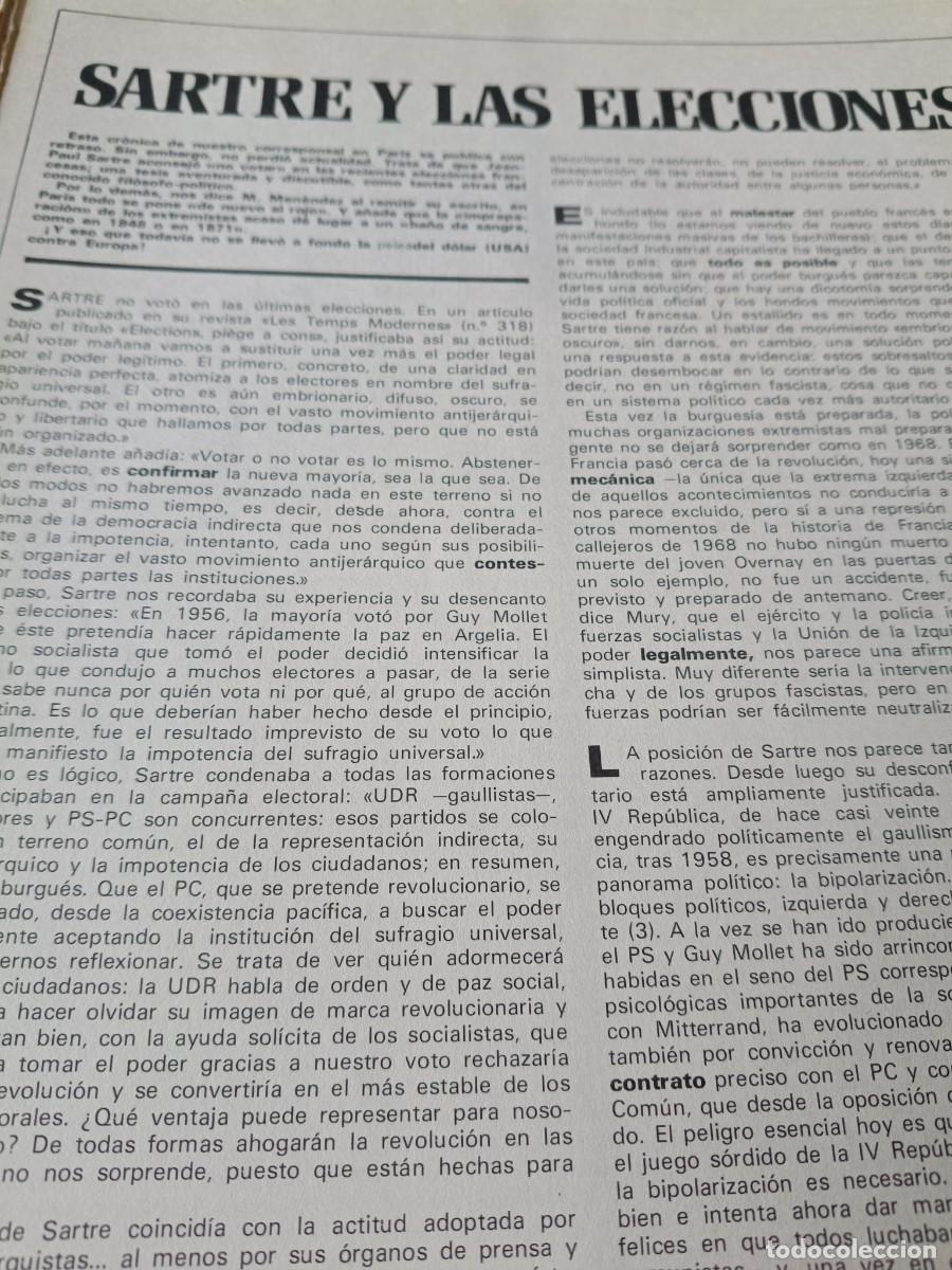 Collection Magazines and Newspapers: SARTRE Y LAS ELECCIONES. 2 P&Aacute;GINAS DE REVISTA INDICE. 1973