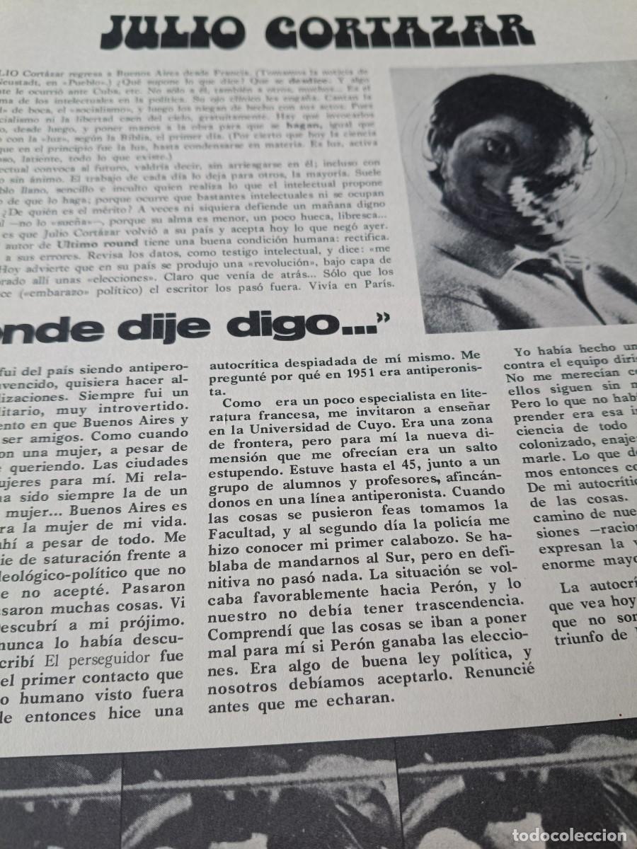 Collectionnisme de Revues et Journaux: RECTIFICACI&Oacute;N DE JULIO CORT&Aacute;ZAR SOBRE EL PERONISMO. ART&Iacute;CULO DE REVISTA INDICE. 1973