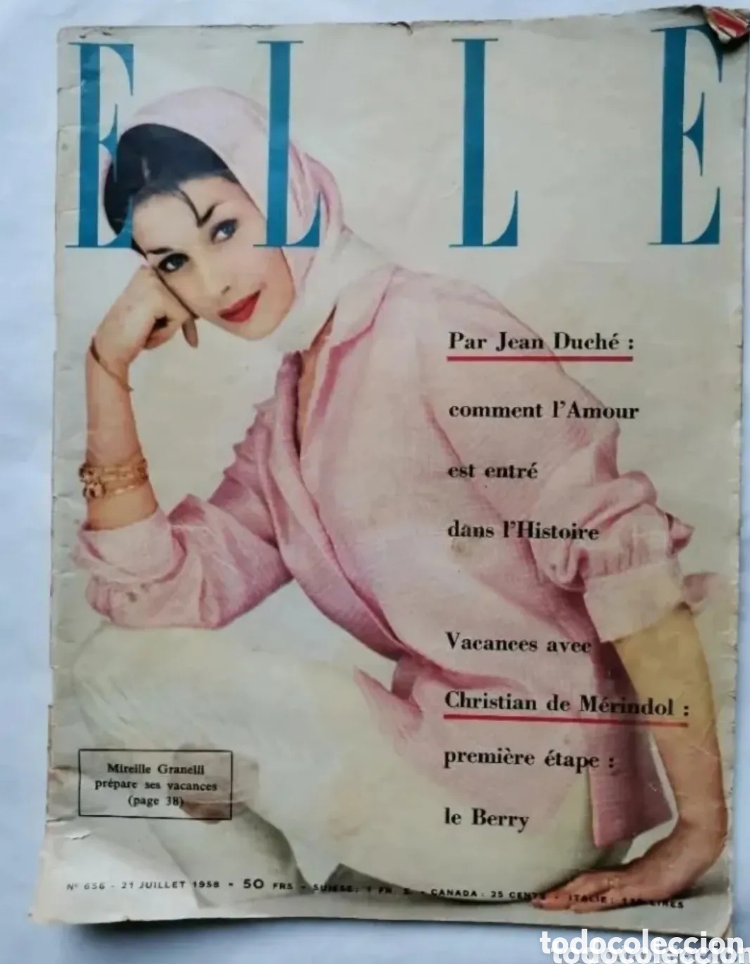 Sammeln von Zeitschriften und Zeitungen: Revista Magazine Elle juillet 1958 edici&oacute;n francesa
