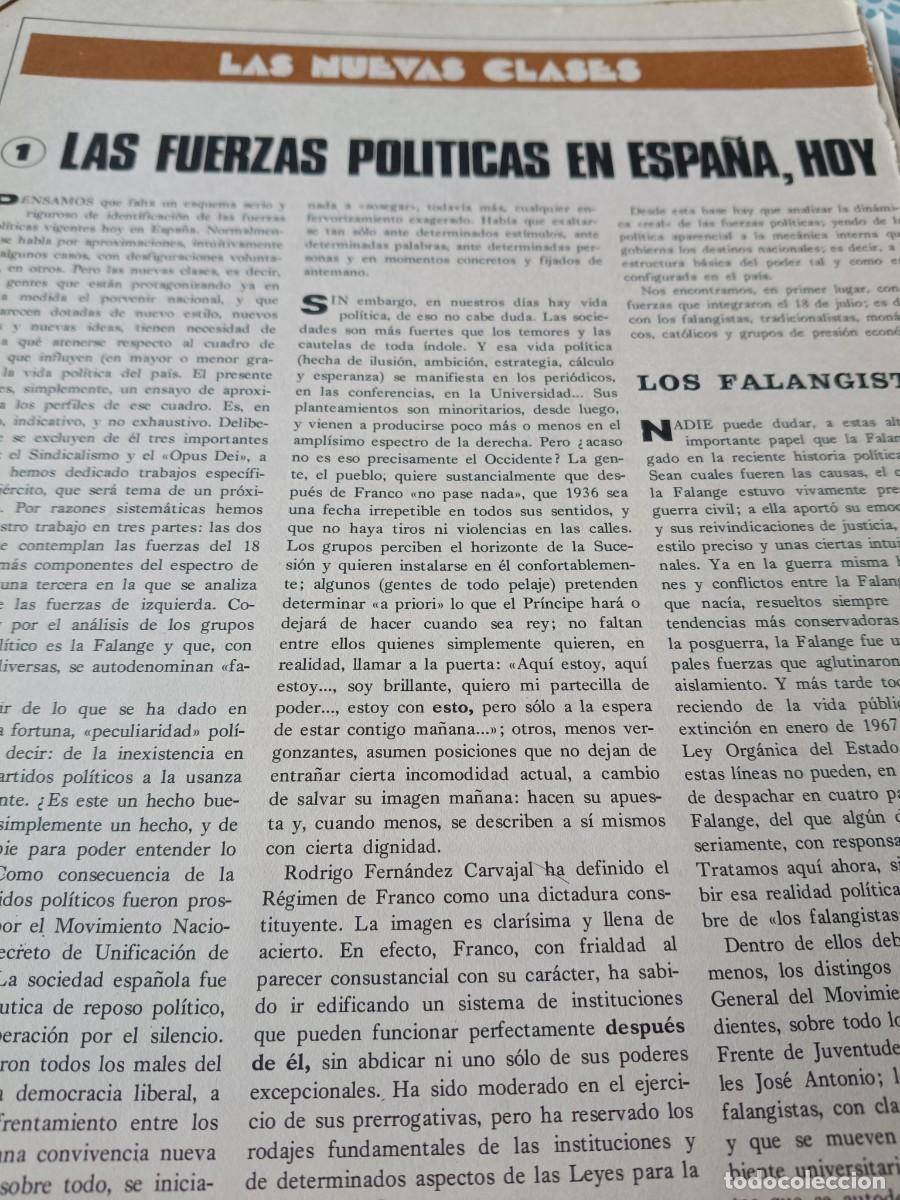 Coleccionismo de revistas y peri&oacute;dicos: FUERZAS POL&Iacute;TICAS EN EL &Uacute;LTIMO FRANQUISMO Y FALANGE. 10 P&Aacute;GINAS EXTRA&Iacute;DAS DE REVISTA INDICE. 1973