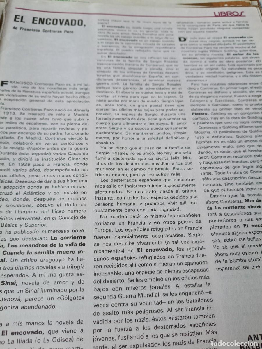 Coleccionismo de revistas y peri&oacute;dicos: CRITICA DE &acute;EL ENCOVADO&acute; DE FRANCISCO CONTRERAS PAZO. EXTRA&Iacute;DO DE REVISTA INDICE. 1975