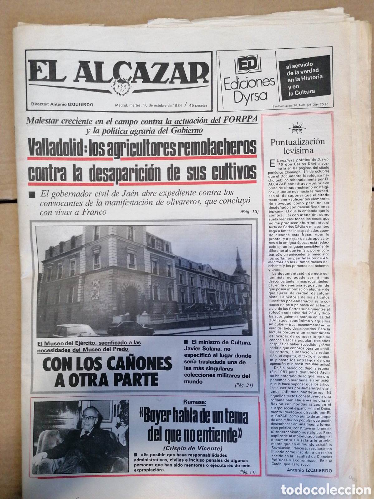 Collectionnisme de Revues et Journaux: DIARIO EL ALC&Aacute;ZAR 16 OCTUBRE 1984