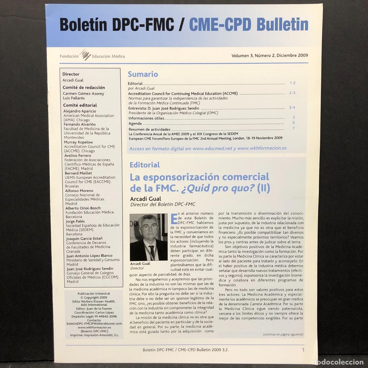 Collezionismo di Riviste e Giornali: BOLET&Iacute;N DPC-FMC - CME.CPD BULLETIN - VOLUMEN 3 - N&Uacute;MERO 2 - DICIEMBRE 2009 / 793