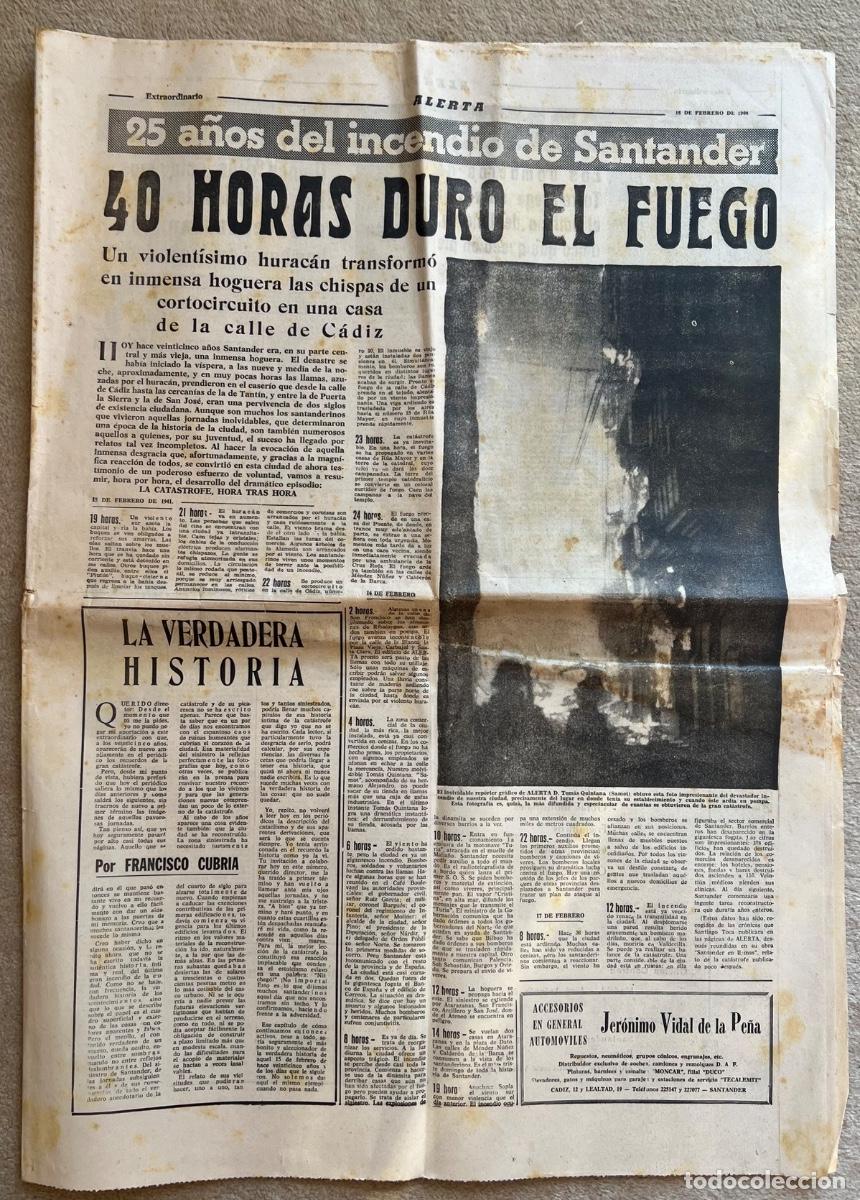 Collectionnisme de Revues et Journaux: Diario Alerta (Extraordinario, 16 Febrero 1966) 25 A&ntilde;os del incendio de Santander
