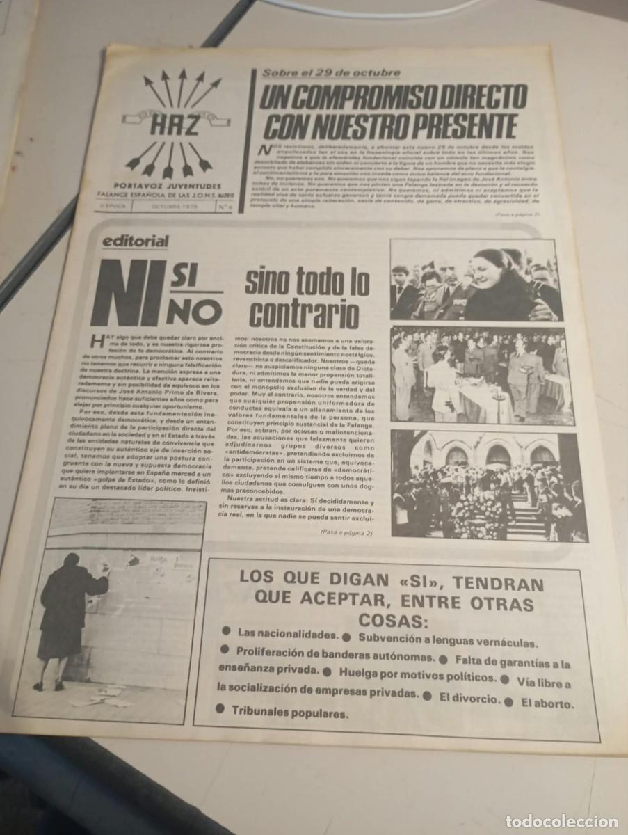 Coleccionismo de revistas y peri&oacute;dicos: HAZ REVISTA PORTAVOZ JUVENTUDES FALANGE ESPA&Ntilde;OLA II EPOCA N&ordm; 6 OCTUBRE 1978 REF. UR MES 7